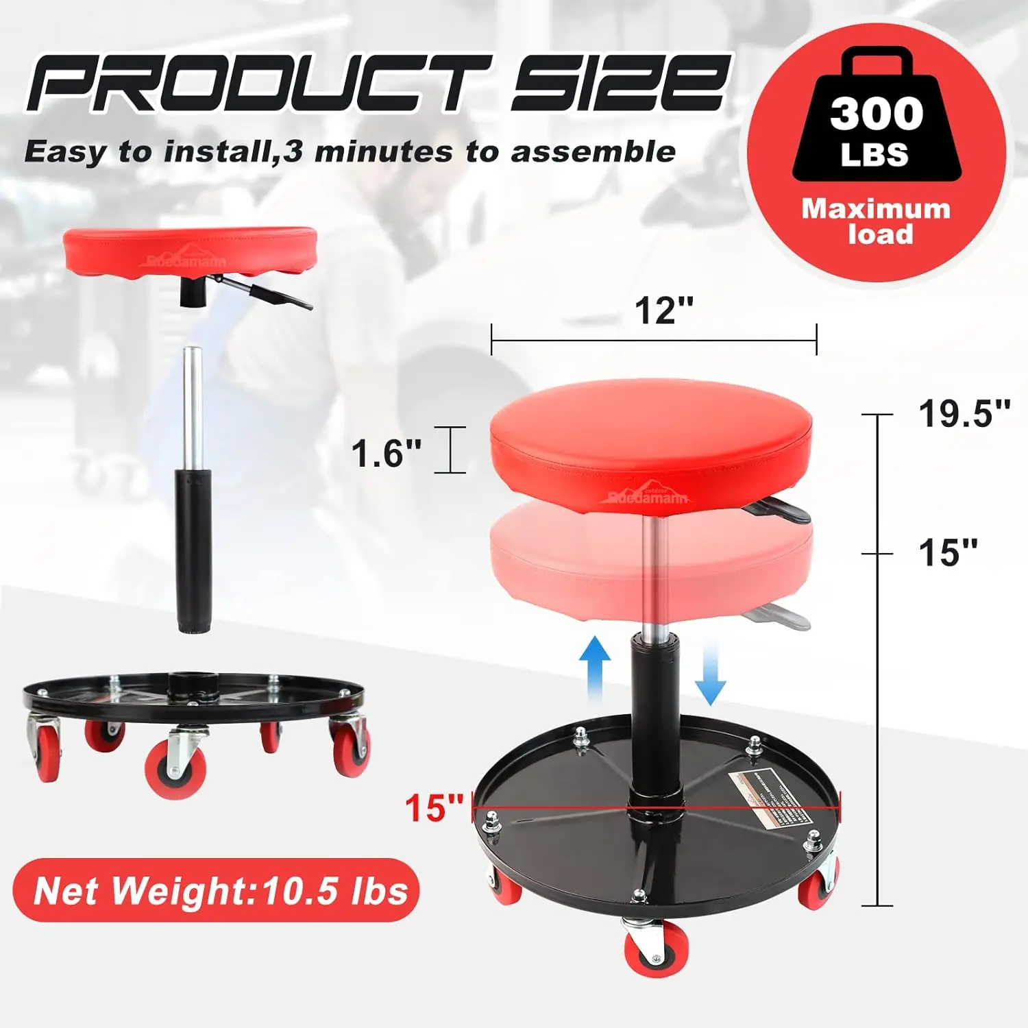 Car Repair Stool 5 Wheels Auto - Garage Creeper Roller ulasan dan harga