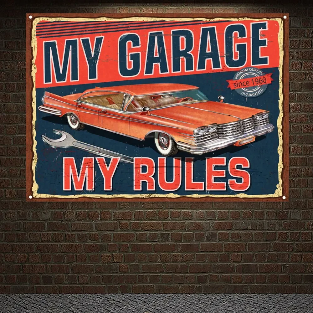 MY GARAGE MY RULES Vintage CAR - Auto Repair Shop Banners ulasan dan harga