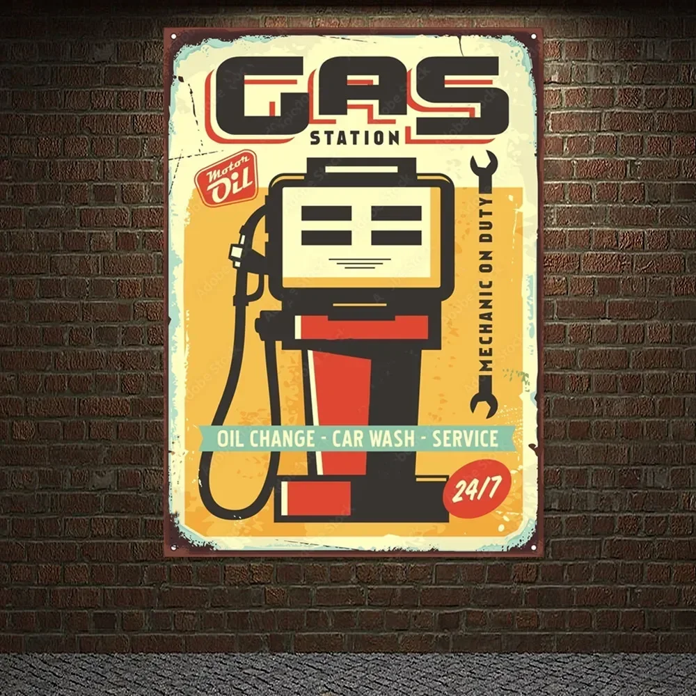 GAS STATION Vintage CAR WASH - - Auto Repair Shop Banners ulasan dan harga