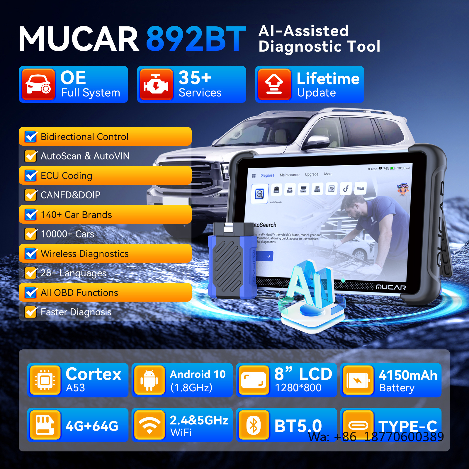 MUCAR 892BT AI Intelligent Dia - Car Diagnostic Tool ulasan dan harga